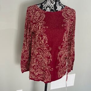 Ruby Rd Metallic Paisley Jacquard Sweater